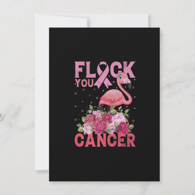 Convites Flock You Cancer Pink Ribbon Flamingo Break Cance (Frente)