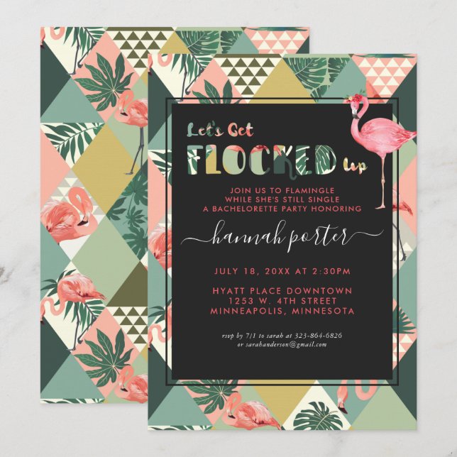 Convites Flocked Up | Despedida de Solteira com Tema de Fla (Frente/Verso)