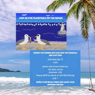 Convites Flocktails na Praia Casual | Gaivotas Engraçadas