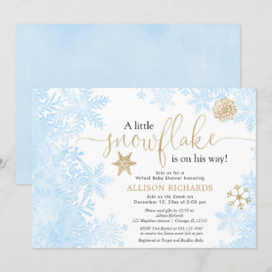 Convites Floco de neve azul chá de fraldas de menino virtu