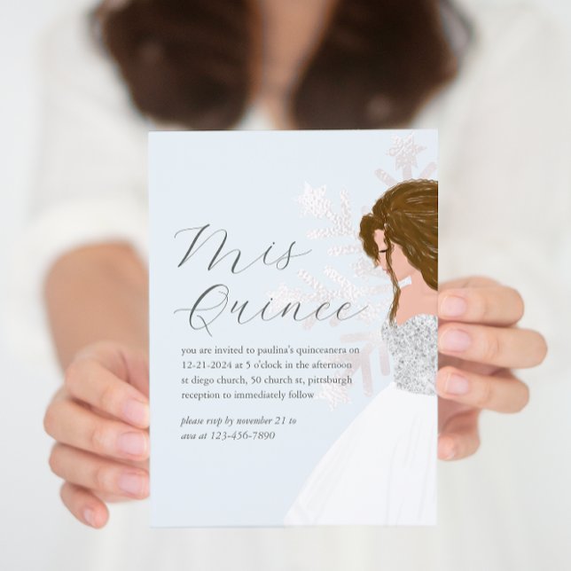 Convites Floco de neve azul-inverno bonito Cabelo escuro Mi (Criador carregado)