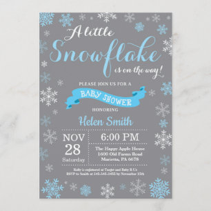 Convites Floco de neve branco do chá de fraldas do inverno