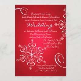 Convites Floco de neve Casamento no inverno Vermelho 2