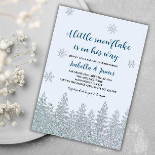 Convites Floco de neve Chá do Winter Baby Boy Woodland