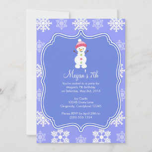 Convites Floco de neve congelado Winter Snowman Birthday