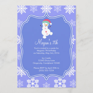 Convites Floco de neve congelado Winter Snowman Birthday