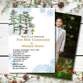 Convites Floco de neve da Floresta de Inverno da Santa Comu