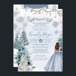 Convites Floco de neve de inverno Feriado de prata azul Doc<br><div class="desc">Flocos de neve Silver Glitter, belos ornamentos prateados, presentes embrulhados em papel de rico e fitas, e um layout verde com uma menina em um vestido de rosa azul-gelo. Esta design é GORGEOSA e perfeita para o seu feriado de inverno. Veja o compro Convidando Bonito e a coleção Primeira Neve...</div>