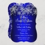 Convites Floco de neve de pérolas azul doce 16<br><div class="desc">Royal Blue Pearl Sweet 16 Festa de aniversário,  Winter Wonderland Invitation. design de floco de neve de cristal prateado bonito. Notem,  por favor,  que todas as imagens planas não têm joias reais!</div>