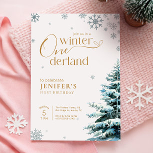 Convites Floco de Neve de Prata Aniversário de 1 ano do Ond
