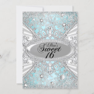 Convites Floco de Neve Diamante Azul Inverno Encantado Swee