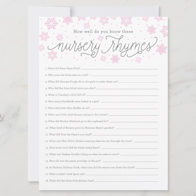 Convites Floco de Neve do Jogo do chá de fraldasFloco de Ne (Frente)