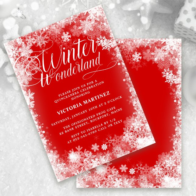 Convites Floco de neve do Quinceanera Winter Wonderland (Criador carregado)