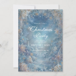 Convites Floco de Neve Dourado Azul Gélido Floral Casamento