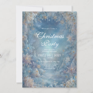 Convites Floco de Neve Dourado Azul Gélido Floral Casamento