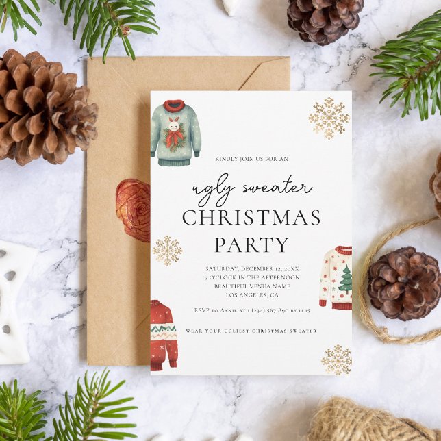 Convites Floco de Neve Dourado, Festa de Natal  e doce (Criador carregado)