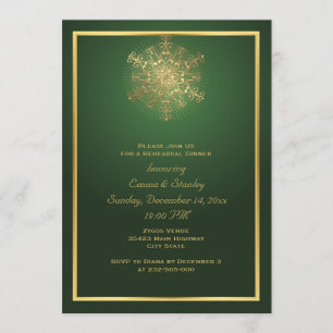 Convites Floco de neve dourado jantar de ensaio de casament