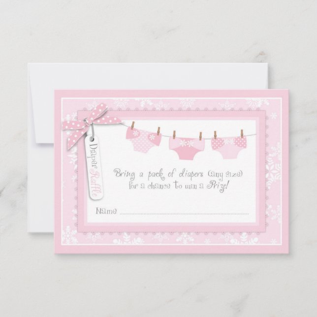 Convites Floco de neve e Fralda de bebê Raffle Tíquete (Frente)