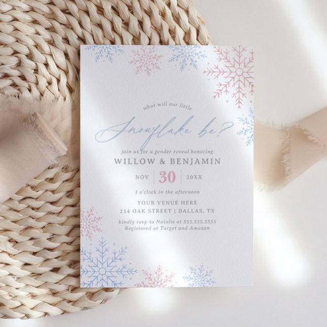 Convites Floco de neve Festa de inverno Festa de Revelação  (Criador carregado)