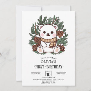 Convites Floco de neve Magic Polar Bear primeiro aniversari