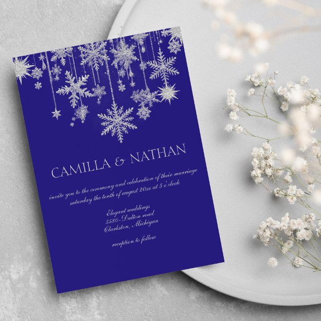 Convites Floco de neve prateado roxo Maravilha de inverno (Purple silver snowflake winter wonderland Wedding )