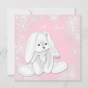 Convites Floco de neve rosa doce Chá de fraldas de inverno 