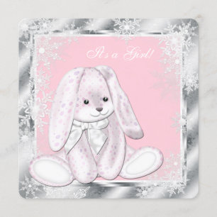 Convites Floco de neve rosa doce Chá de fraldas de inverno