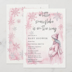 Convites Floco de Neve Rosa está a caminho Winter Baby Show