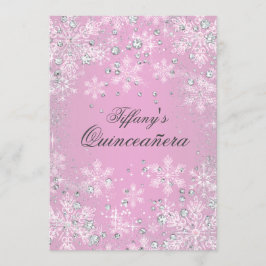 Convites Floco de neve rosa Quinceanera Winter Wonderland