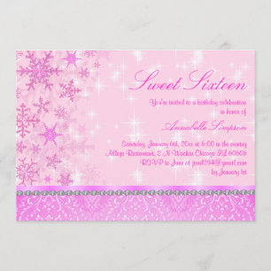 Convites Floco de Neve Rosa Sweet16 Convidar