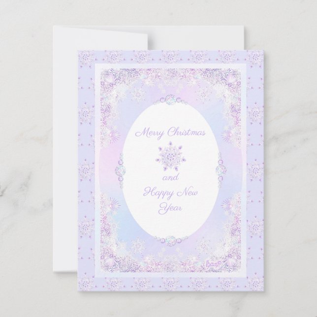 Convites floco de neve roxo leve e coração brilhando (Frente)