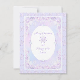 Convites floco de neve roxo leve e coração brilhando
