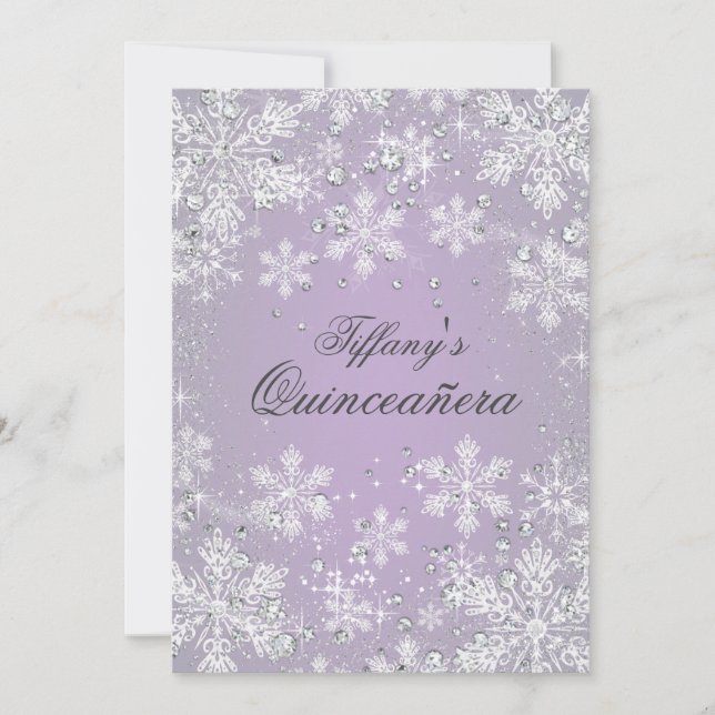 Convites Floco de neve roxo Wonderland Quinceanera (Frente)