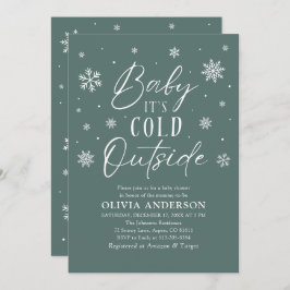 Convites Floco de neve verde é frio fora do Chá de fraldas
