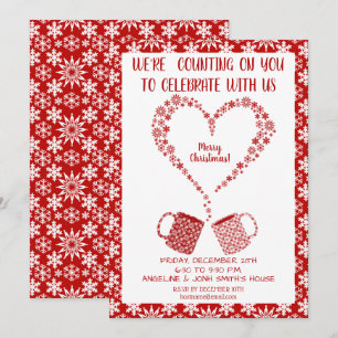 Convites Floco de Neve Vermelho Natal Personaliza