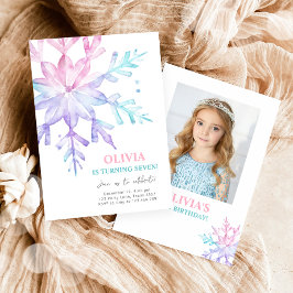 Convites Floco de neve Winter Wonderland Pink Girl Birthday