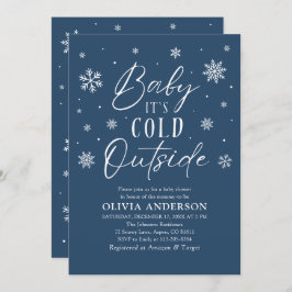 Convites Flocos de neve azuis Bebê é frio fora do Chá de fr