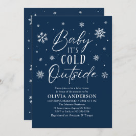 Convites Flocos de neve azuis Bebê é frio fora do Chá de fr