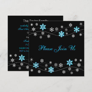 Convites Flocos de neve azuis Na moda