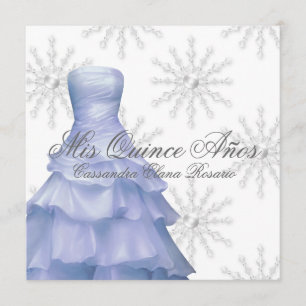 Convites Flocos de Neve Azul Branco Quinceanera