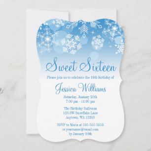 Convites Flocos de neve Blue White Winter Wonderland Sweet