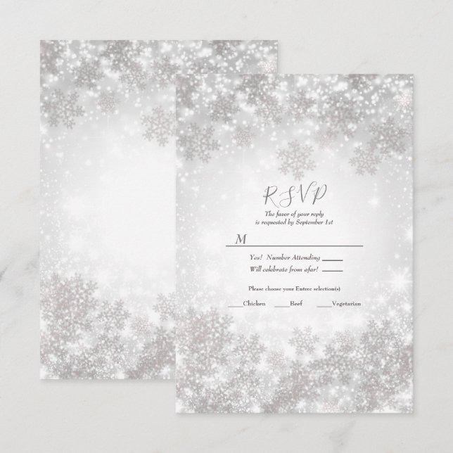 Convites Flocos de Neve Brancos Casamento no Inverno Encant (Frente/Verso)
