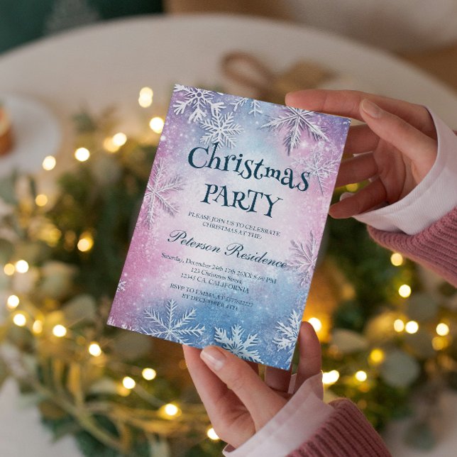Convites Flocos de Neve Brancos Festa de Natal Elegante (Criador carregado)