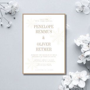 Convites Flocos de Neve Casamento de Inverno em Taupe Old M