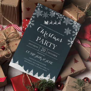 Convites Flocos de neve com Papais noeis Natal corporativo