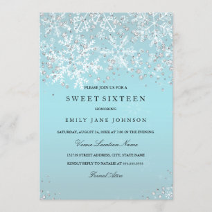 Convites Flocos de neve da Terra Marinha Azul, Dezesseis e