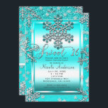 Convites Flocos de neve de inverno de Glitter Glam de 16 fl<br><div class="desc">O Glitter Glam de 16 Festas de Teal Glam Winter Snowflakes Convites.</div>