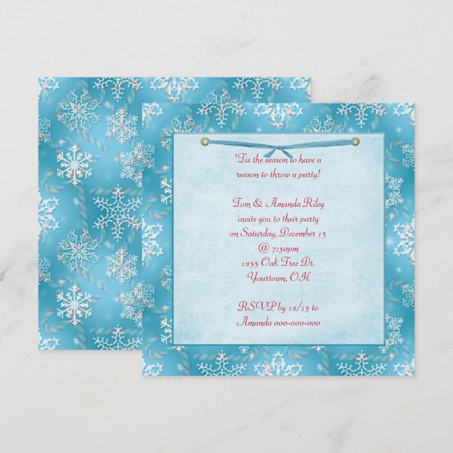 Convites Flocos de Neve de Natal (Frente/Verso)