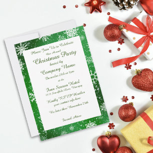 Convites Flocos de neve de Natal verdes