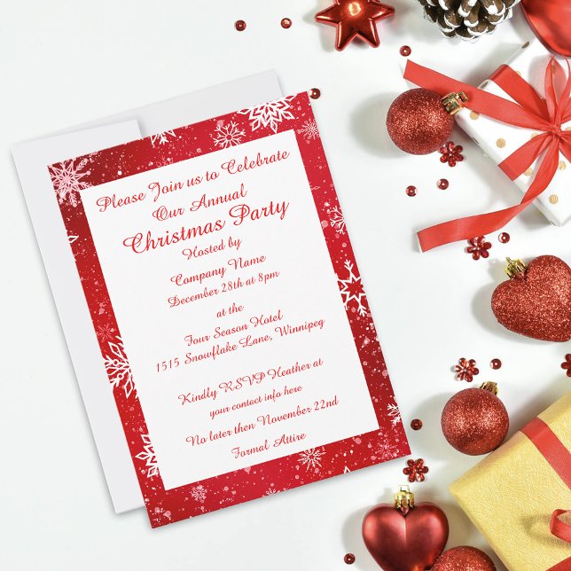 Convites Flocos de neve de Natal Vermelho (Criador carregado)